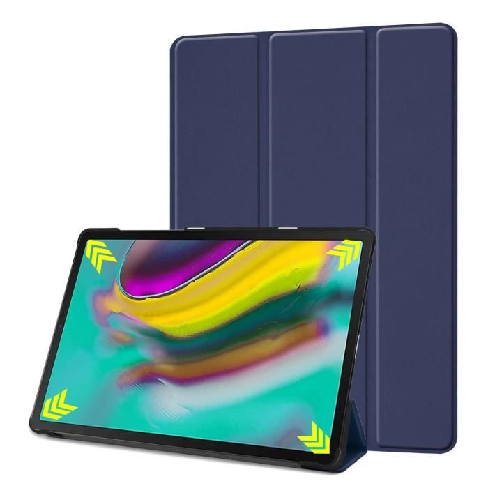Tablette Coque Etui Protection Pour Samsung Galaxy Tab S5e 10.5- SM-T720 SM-T725 Housse PU Cuir Antichoc avce Support - Bleu fonc