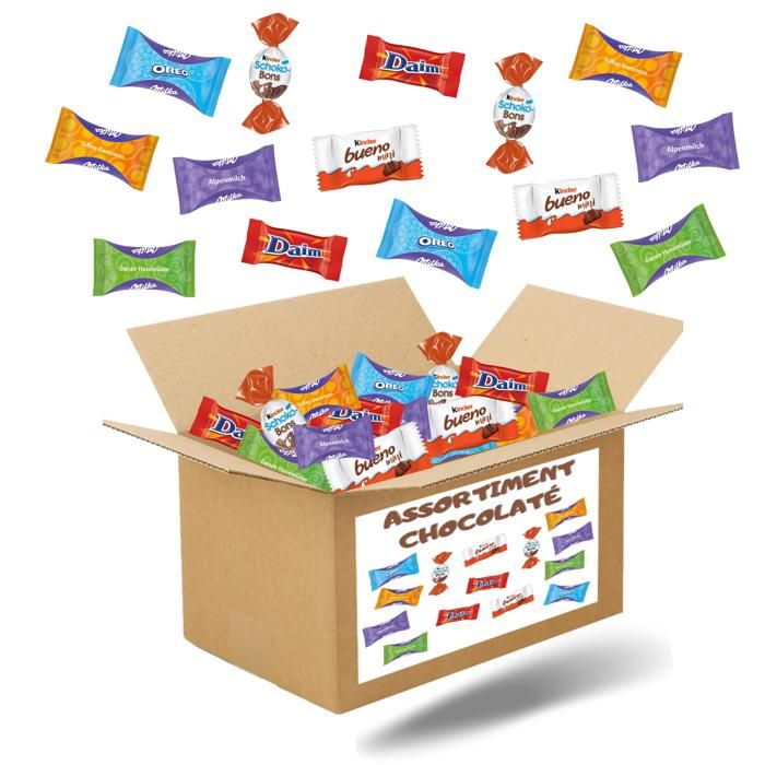 Assortiment de 120 mini chocolats : Kinder, Célébrations, Milka, Daim