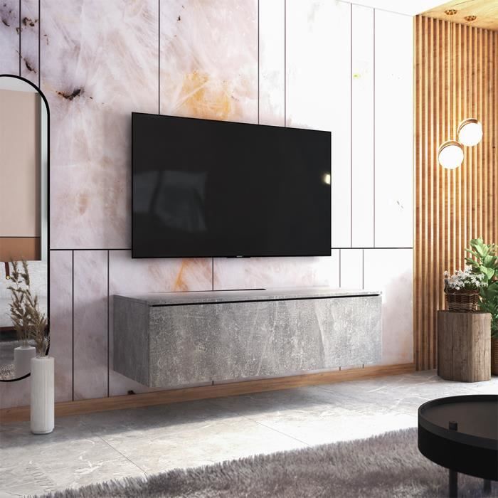 Meuble TV - SKYLARA - 140 cm - béton - style moderne