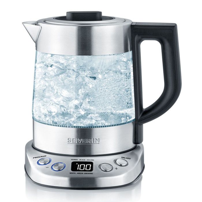 SEVERIN Bouilloire Eau & Thé en verre 1L 2200W WK3473 Inox