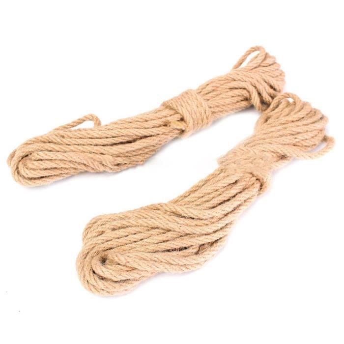 2 pcs Ficelle de jute longue de 10 m Naturelle Corde de chanvre Corde epaiss DIY Decor a la maison 6mm