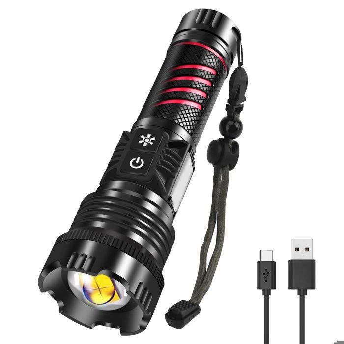 Kit éclairage Vélo Rechargeable USB - Phare Avant 5 LED 50000 Lumens + Feu Arrière - Marque VASTFIRE