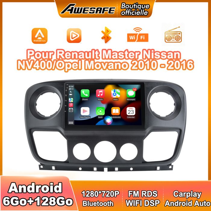AWESAFE Autoradio Android 13 6Go+128Go Pour Renault Master Nissan NV400/Opel Movano (2010-2016) 101 écran Carplay Android Auto
