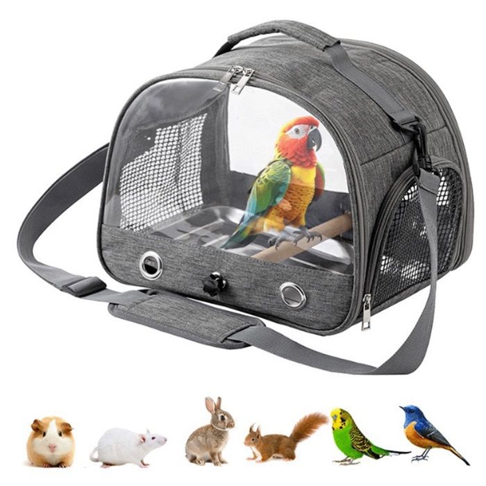 Sac de transport pour oiseaux avec perchoir sur pied et plateau en acier inoxydable respirant pliable sac de voyage pour