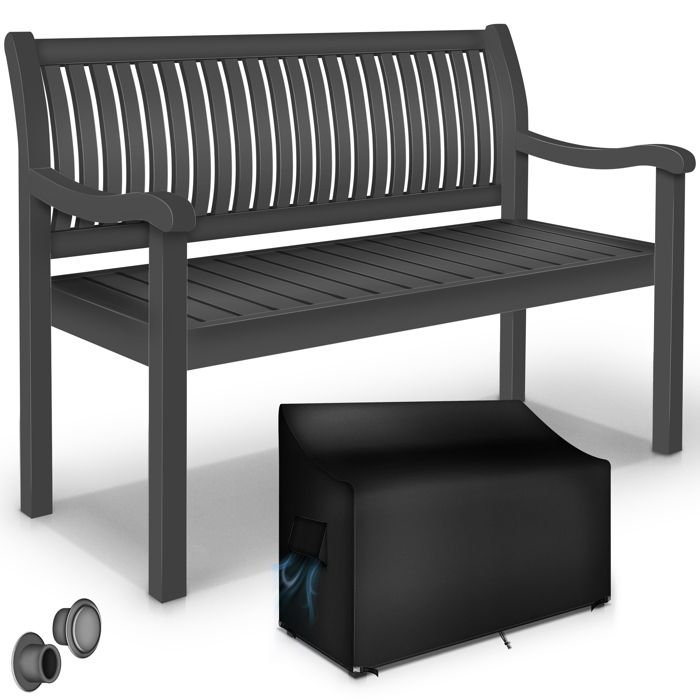tillvex Banc de Jardin en Bois avec couverture Anthracite 125 cm Solide Banquette dExtérieur 2 - 3 Places