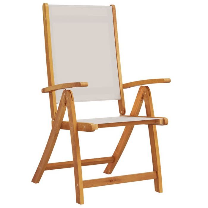 SWEETY Chaises pliables de jardin - lot de 2 bois dacacia et textilène - anticorrosion - 15kg CJ1940