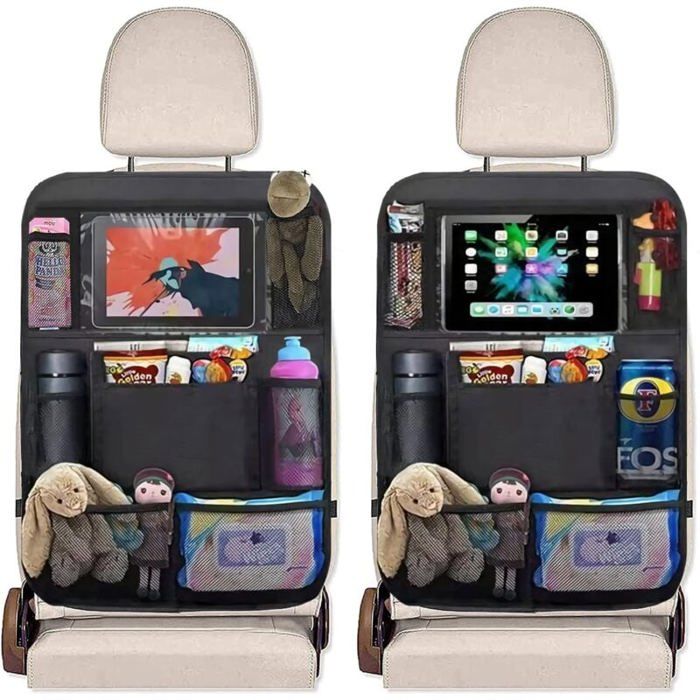 Protection De Siège Auto Pour Enfant - Housse Imperméable Avec Poches Et Support Tablette - Noir - 70x45cm
