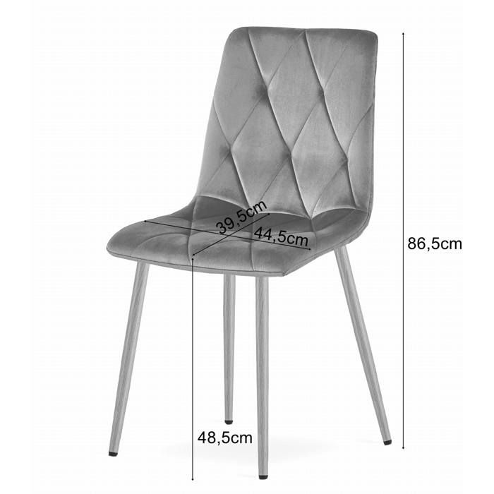 KOMODEE Chaise OLBIA - velours gris foncé / couleur bois pieds x 1 44x89x40 cm KOMODEE Chaise OLBIA - velours gris foncé / couleur bois pieds x 1 44x89x40 cm
