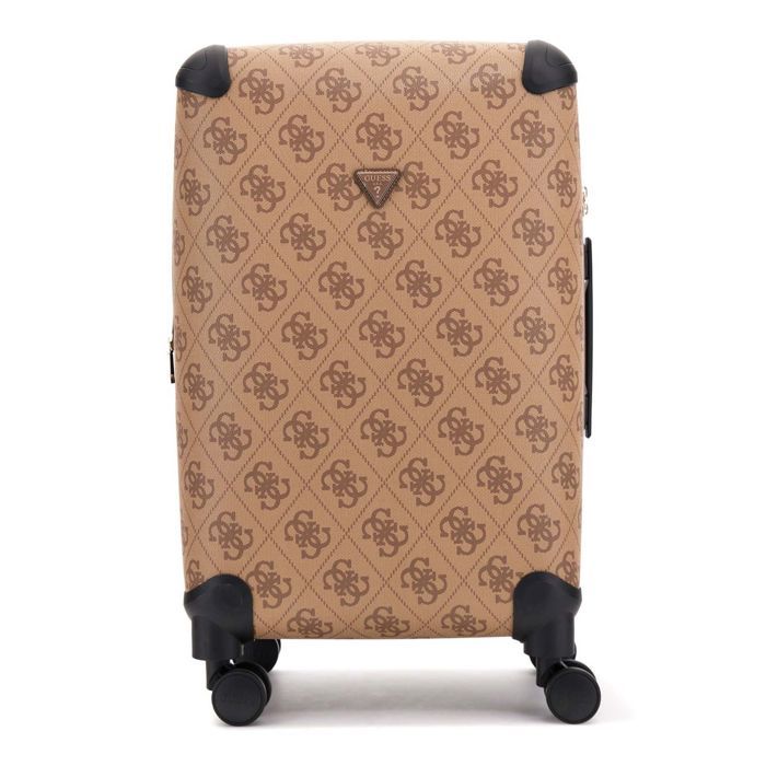 Valise GUESS Napoli Spinner M - Marron Foncé / Ocre - Neuf En Emballage