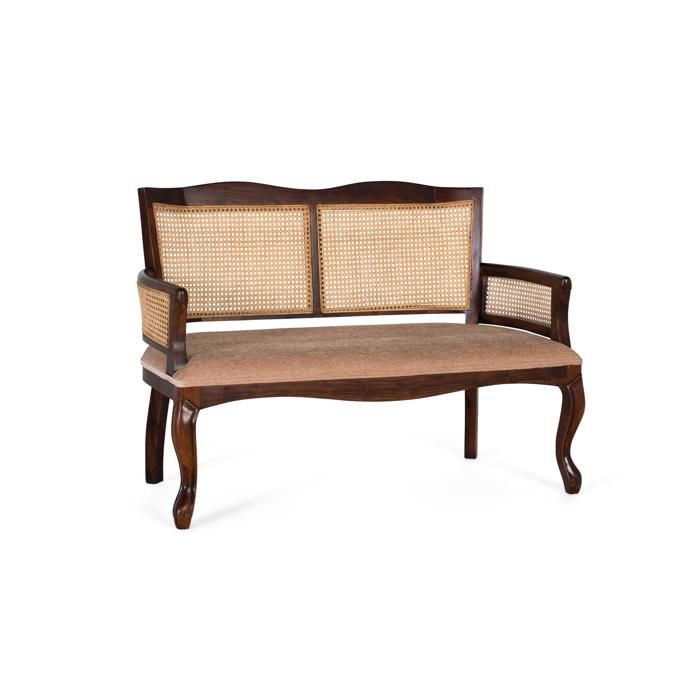 Canapé banquette - Giner y Colomer - 2 places - Bois dacacia - Cannage naturel - Style classique Canapé banquette - Giner y Colomer - 2 places - Bois dacacia - Cannage naturel - Style classique