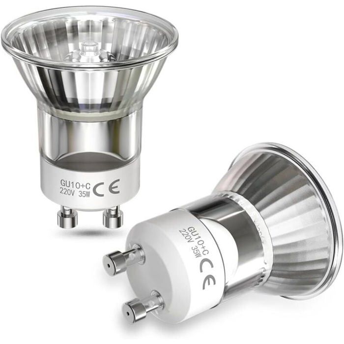 DRE-Lot de 2 35W Gu10 Ampoules Halogènes Halogène Mini Gu10 35W Lampe À Lave Ampoule 360Lm Dimmable Halogène Réflecteur Ampoul
