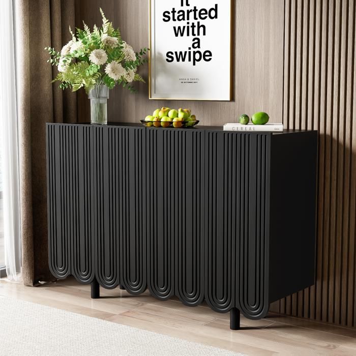 Armoire Cuisine Noire Élégante avec Panneaux Latéraux Goutte à Goutte Portes Profilées et Charnières Amorties Meuble de Rangement Armoire Cuisine Noire Élégante avec Panneaux Latéraux Goutte à Goutte Portes Profilées et Charnières Amorties Meuble de Rangement