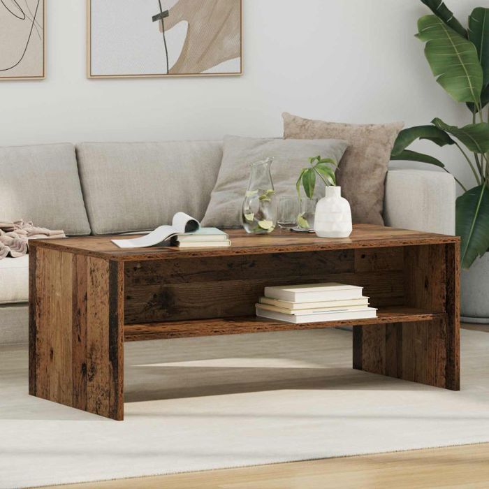Table basse - VIDAXL - 100 x 50 x 40 cm - Bois dingénierie - Rectangulaire - Étagères intégrées