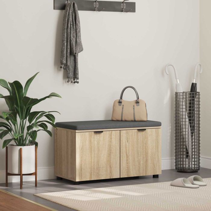 VIDAXL Banc dentrée Chêne Sonoma 80 x 46 x 46 cm avec coussin VIDAXL Banc dentrée Chêne Sonoma 80 x 46 x 46 cm avec coussin