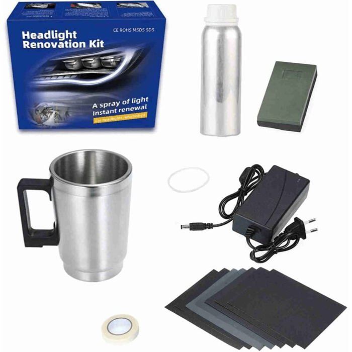 Kit de rénovation de phares Voiture 100ml Professionnel - Polissage Restauration et polymérisation Contre Le jaunissement Rayure