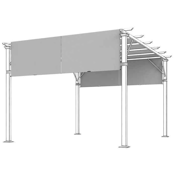 Lot de 2 toiles de rechange pergola - Outsunny - rétractable de 49 x 12 m - tissu polyester protection UV - gris clair