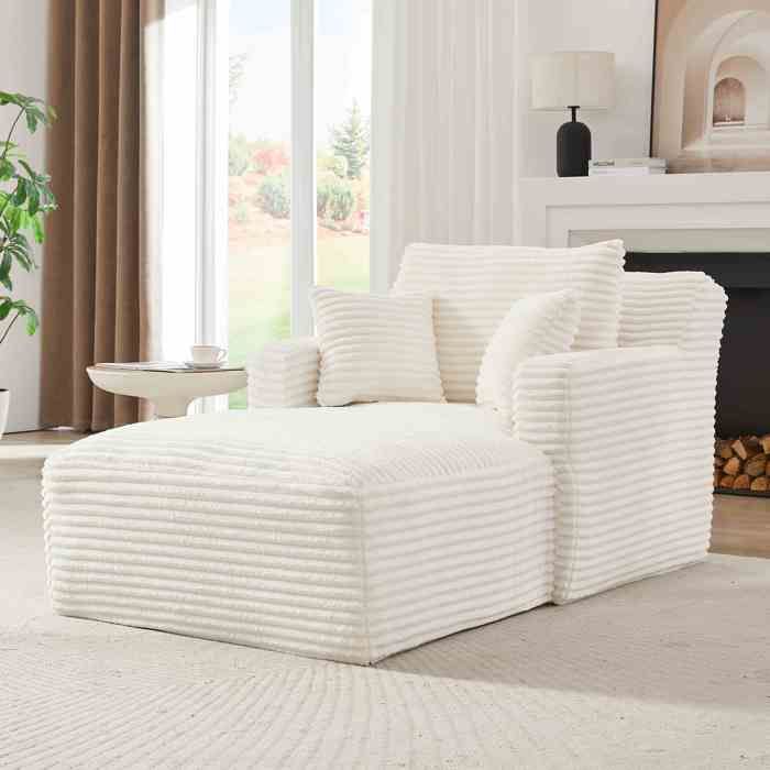 Fauteuil Togo Sofa en velours côtelé - Chaise longue relax moderne sans montage pour salon et appartement- Blanc