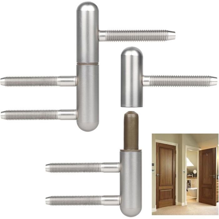 2 x Paumelle Porte Bois Charnières de Rénovation Gonds Porte Charnière Amovible Silencieuse pour Portes Bois Intérieur avec