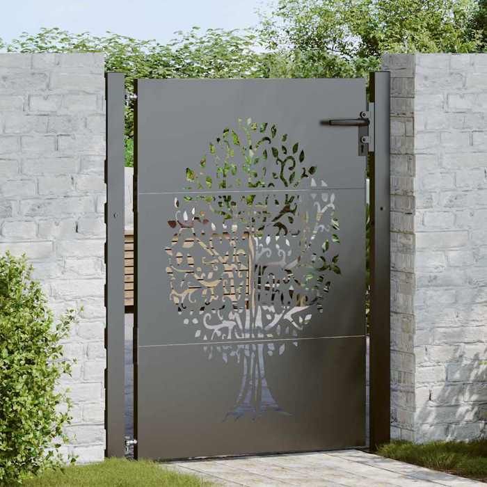 Noir Portillon - Porte de Jardin Noir 110x130 cm Acier peint par poudre C24574
