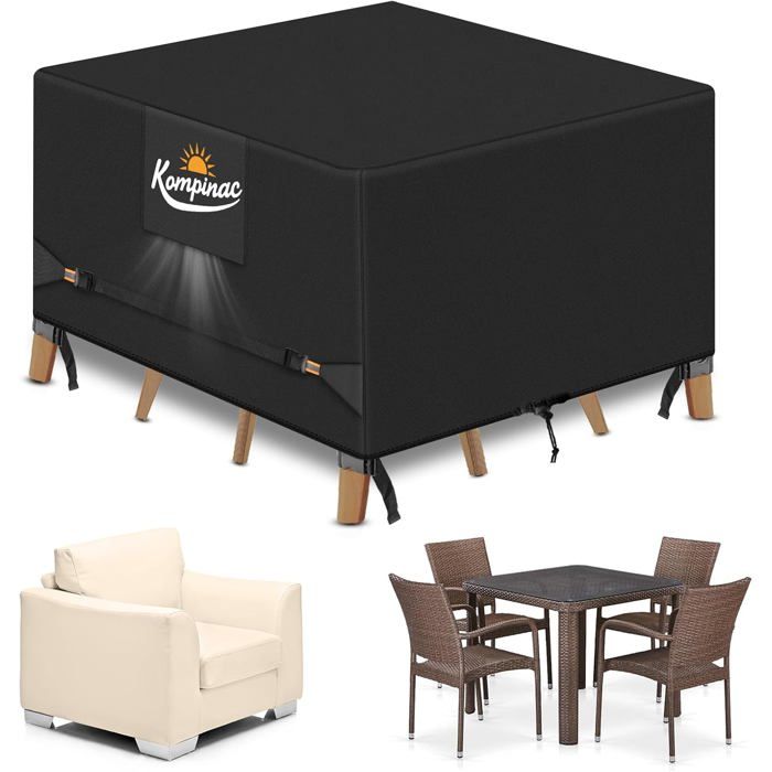 Housse Salon de Jardin Exterieur 900D Tissu Oxford 135*135*74CM Imperméable Housse de Table Jardin Housses pour Mobilier de Jardin