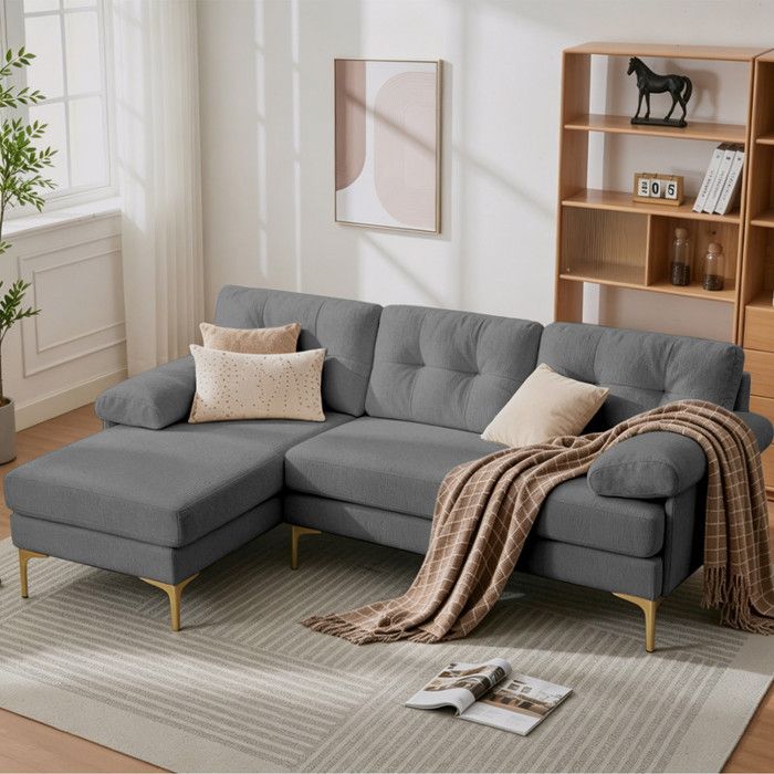 Canapé dangle 1875×130×79 cm canapé 3 places 3 coussins dassise pieds en métal fonction inclinable chenilleaccoudoirsgris