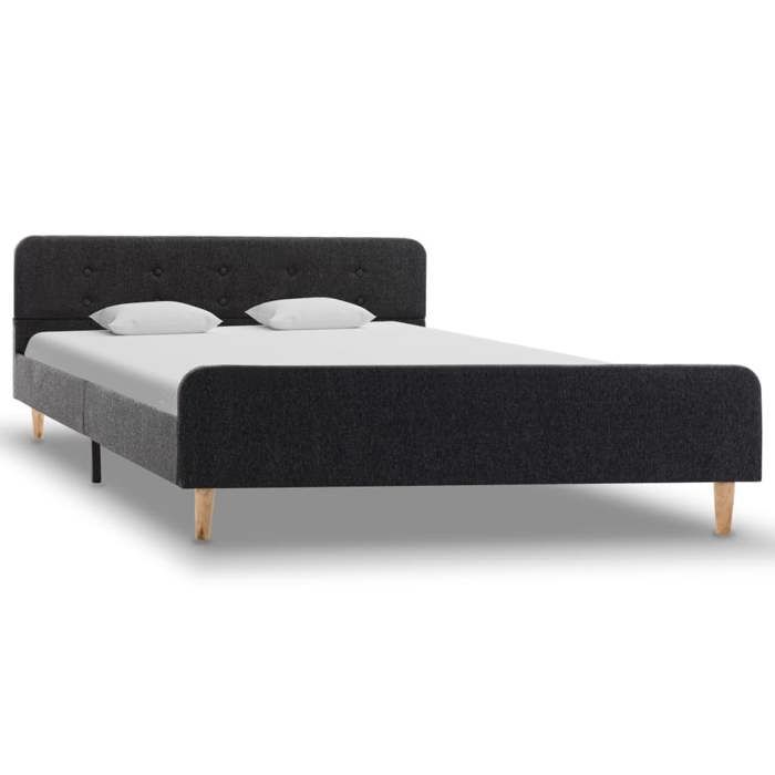 Structure de lit double - 2 Personnes - vidaXL - acier - gris foncé - 160x200 cm - avec tête de lit - pieds robustes - Adulte/enfant