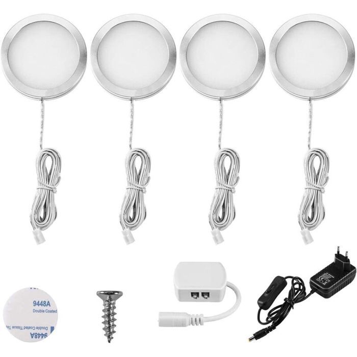 Lampe placard LED rechargeable - OKZ - Lot 4 - Blanc froid - Batterie rechargeable - Éclairage sous meuble
