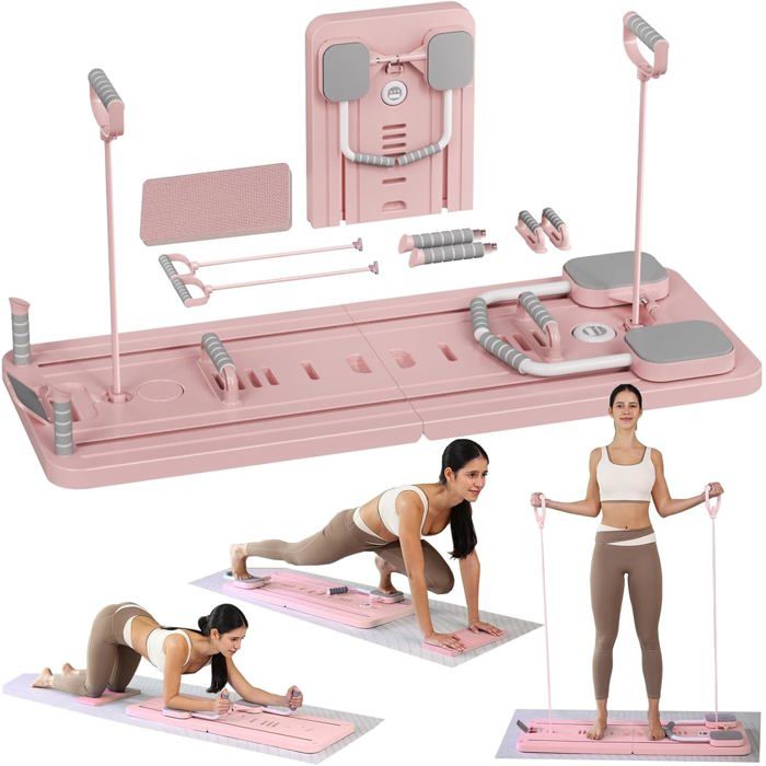 Planche de Pilates 2025 améliorée - Reformer pliable kit fitness multifonction - Roulette abdominale à rebond automatique