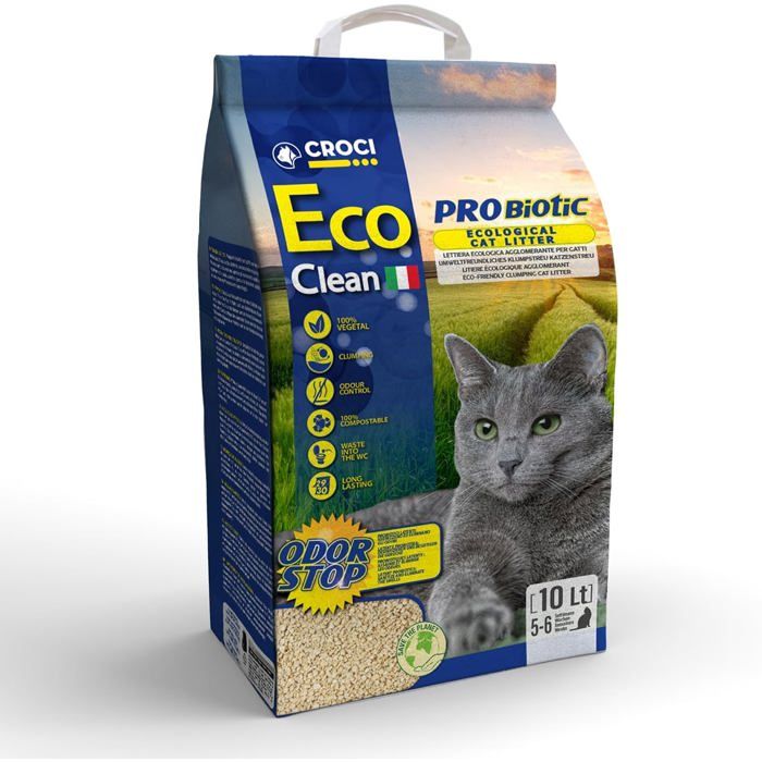 Litière chat Eco Clean Probiotic 10 L agglomérante aux probiotiques végétale orge jetable toilettes anti-odeur longue durée Litière chat Eco Clean Probiotic 10 L agglomérante aux probiotiques végétale orge jetable toilettes anti-odeur longue durée