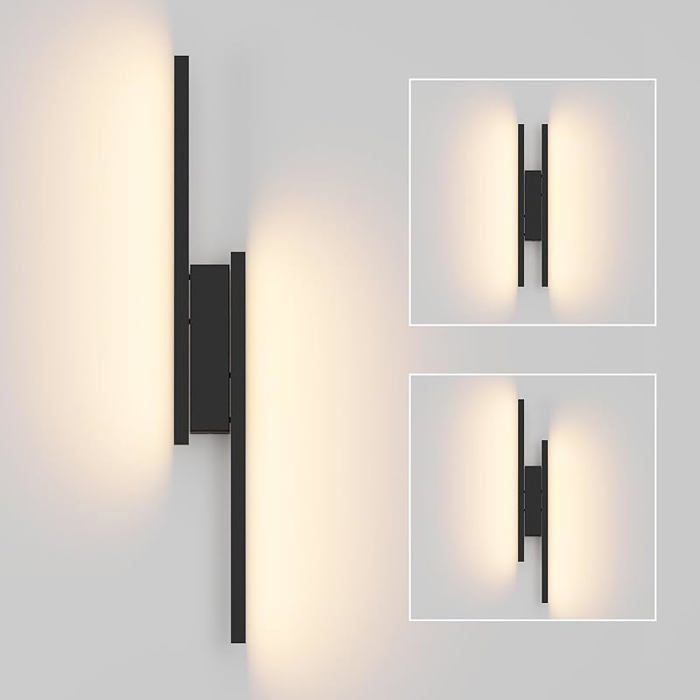 Lampe Murale Interieur LED 24W 1700LM Appliques Interieur Mordern Lumière Mural Décoratif pour Chambre Salon Noir 60cm