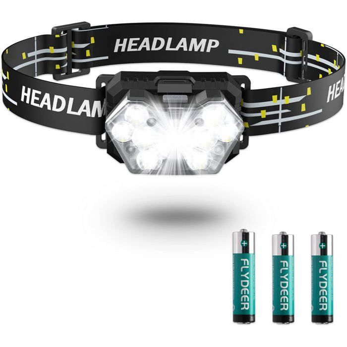 Lampe Frontale à Piles LED 2 Pièces 2000 Lumens Torche Frontale adaptée au camping et à léclairage de secours extérieur.