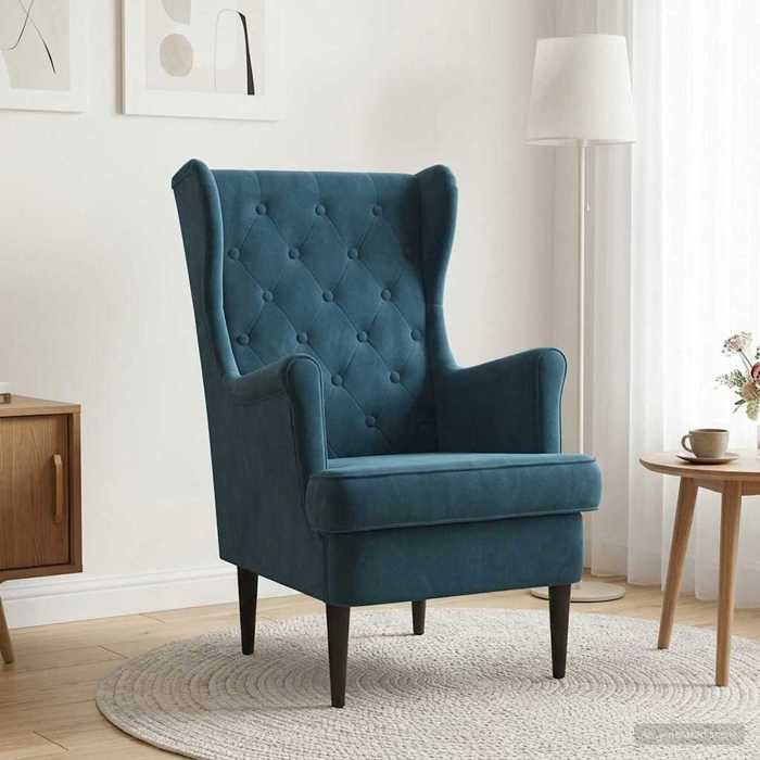Fauteuil Bleu 65 x 79 x 100 cm en velours avec assise rembourrée pour Salon 638814