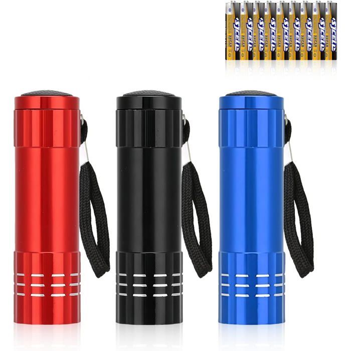 3 Pièce Mini Lampe De Poche Lampe Torche Led En Aluminium Pour Enfants Et Adultes Petite Lampes Poche Portable Avec 9 Piles Aaa Ét