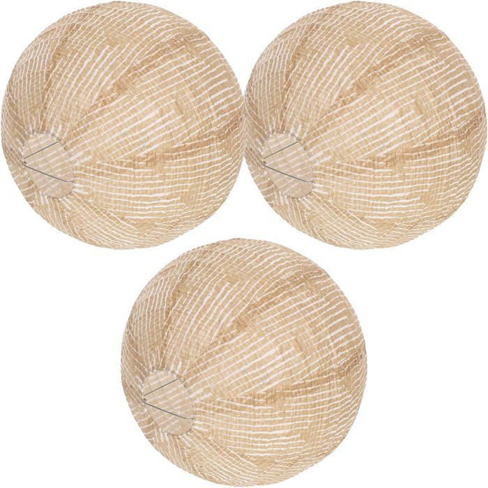 Lot de 3 Abat-jour Tissu - 3 Pièces - Lin et Jute - Suspension Ronde Vintage - Salon Chambre Mariage TETE FLASH POUR LUMIERE PULSEE