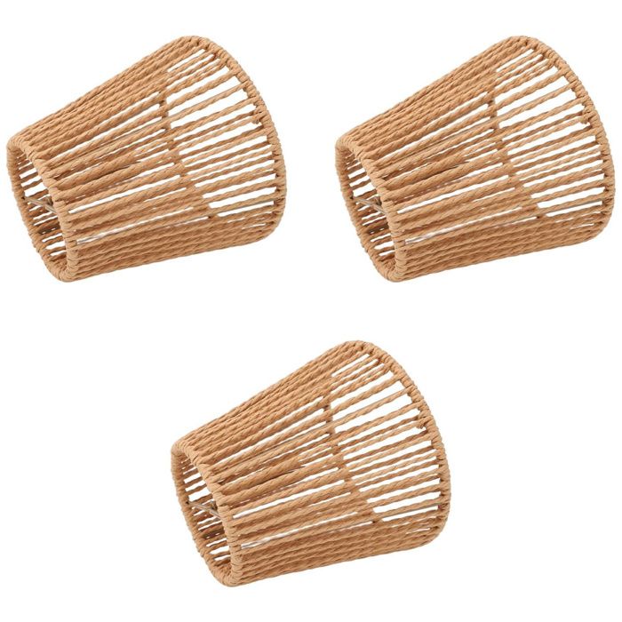 Abat-jour tissé à la main - SURENHAP - 3 pièces - Marron - E14 - Élégance Chic
