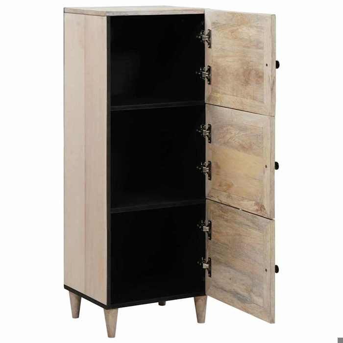 Haut Armoire de manguier massif - Bois - Rangement - Renforcé - Blanc - 40x33x110 cm - 3 étagères