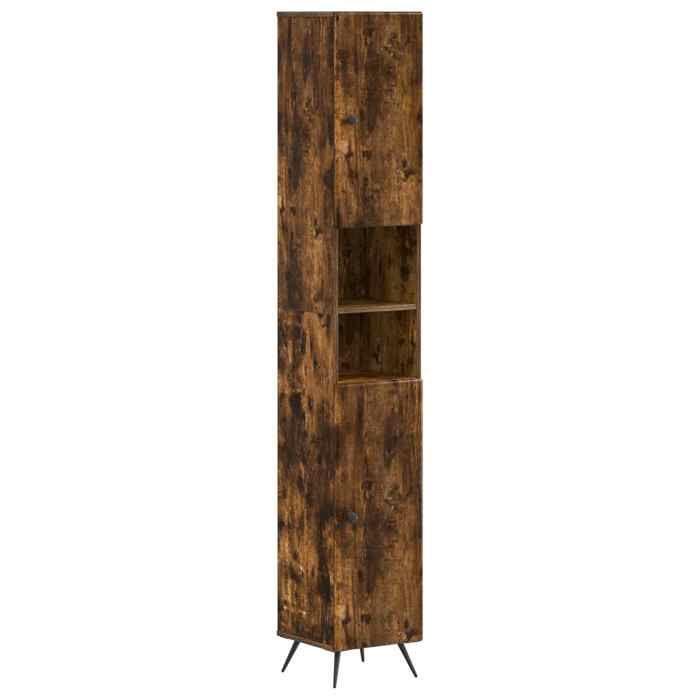 Nouveau Armoire de Salle de Bain avec Étagère Ouverte BREDA Chêne fumé poids:24.9 kg_16960