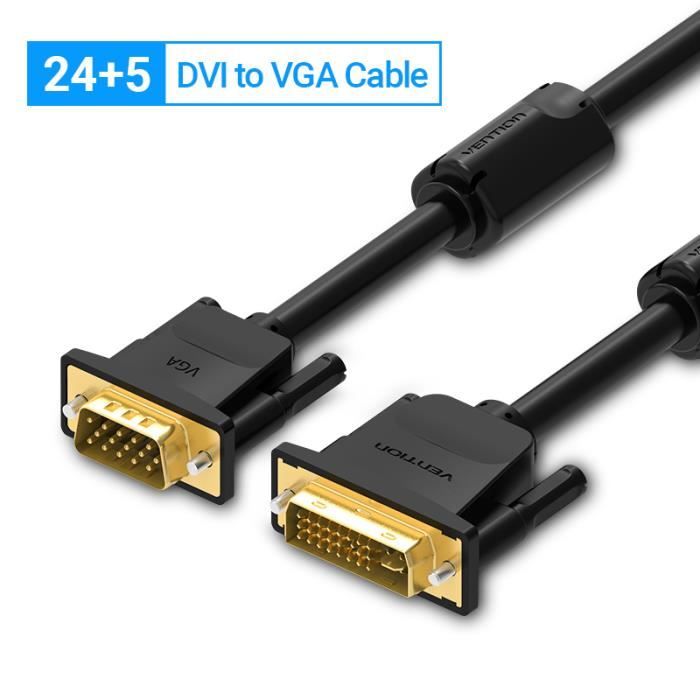 DVII to VGA Cable 2m convertisseur de câble DVI vers VGA, 1080P 60Hz
