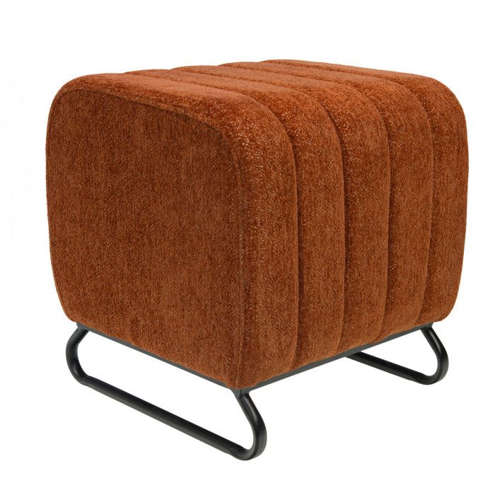Pouf rond en tissu rouge avec piètement métal Ø40 cm Eli - Amadeus Pouf rond en tissu rouge avec piètement métal Ø40 cm Eli - Amadeus
