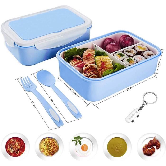 Lunch Box Bento Box Kids Boite Bento 1400 Ml Avec 3 Compartiments Et Couverts Bleu Cdiscount Maison
