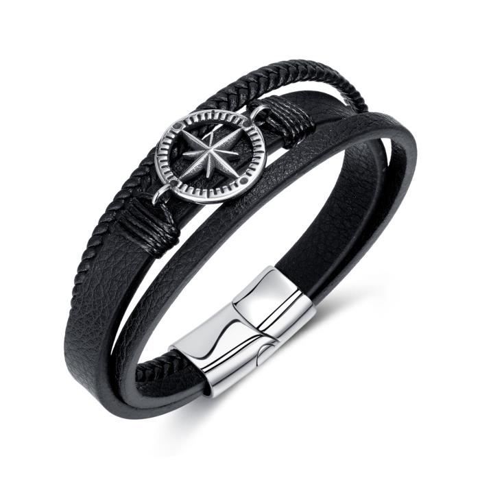 bracelets homme - haute qualité - hip hop wind round label octagon - bracelet tissé à la main