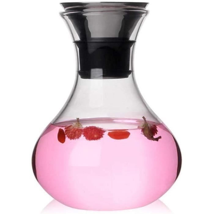 Carafe à Eau HEYNNA 1L - Verre Borosilicate Avec Bec Verseur Inox - Poignée Silicone