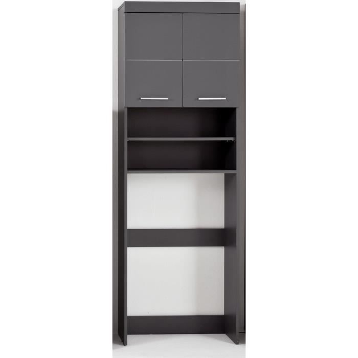 Meuble machine à laver AMANDA - 2 portes - L63 x P24 x H187 cm - Gris - TRENDTEAM