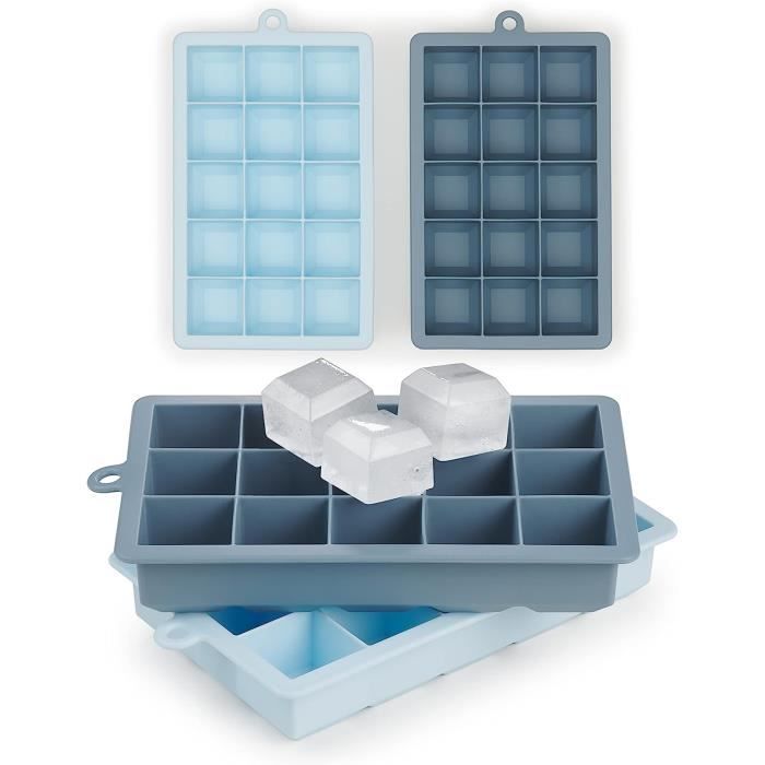 Bac à glaçons en Silicone ,2 Pièces Set Bac à Glaçon en Silicone Moule à Glaçons Carré et
