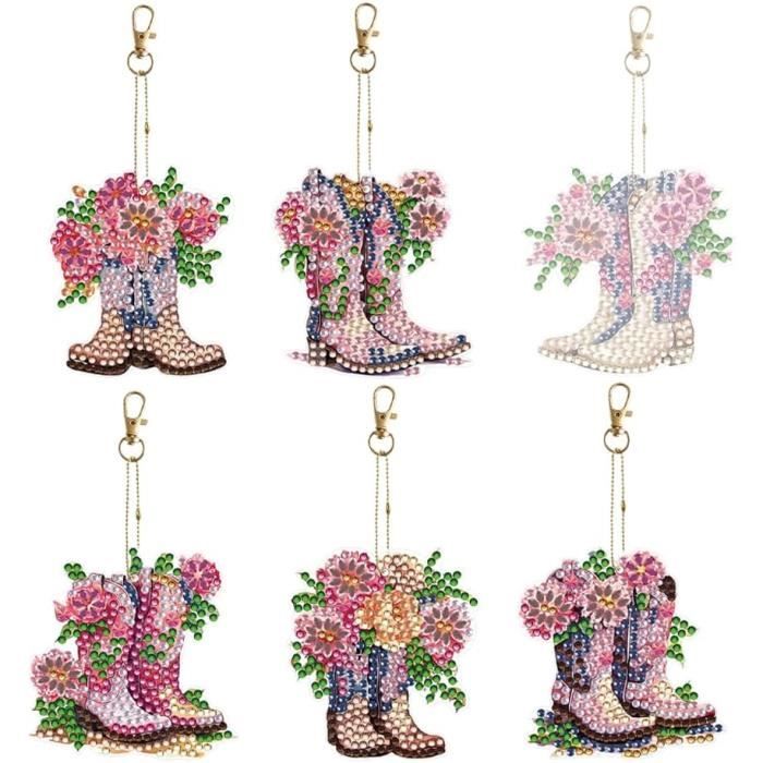 Starnearby Diamond Painting Porte-Clés Double Face - Kit Broderie Diamant Chapeau Strass Bricolage