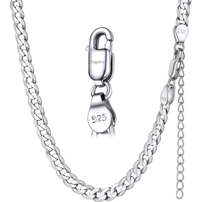 Chaine Argent Pour Homme Et Femme,Collier Maille Gourmette Cubaine