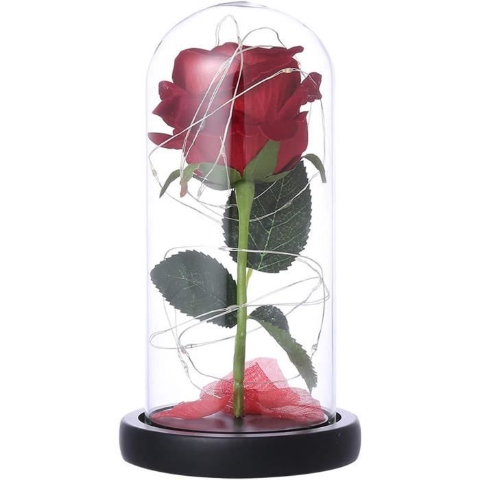 Fleur Éternelle La Belle Et La Bete Rose Faux Et 1 Carte De Vœux Cadeau ...