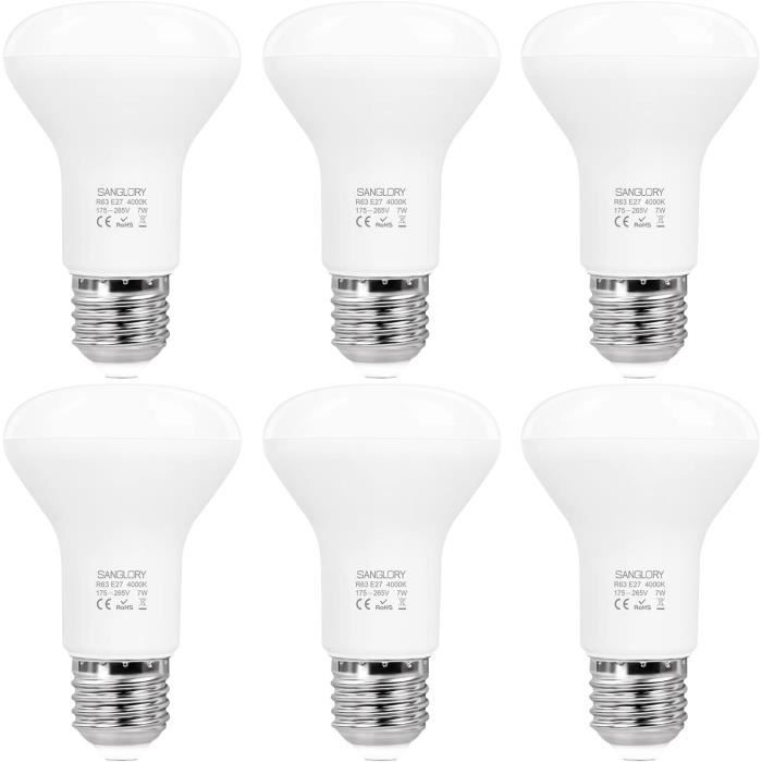 Lot De 5 Ampoules Réflecteur R63 – 60W – E27 – Mat – Marque Leuci – Neuf