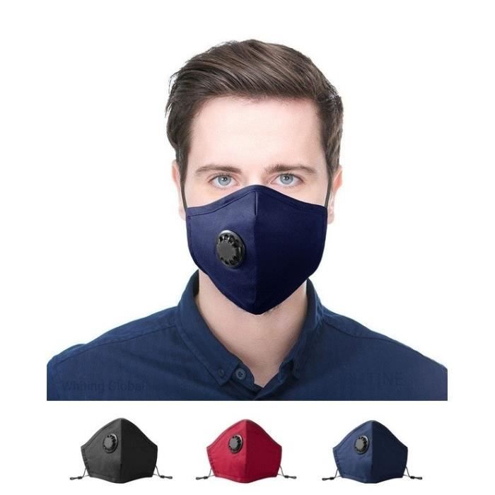 Masques Homme en Tissu x2 Confortable Lavable Attache Reglable Respirant  Valve Fashion Lot de 2 (NOIR) - Cdiscount Santé - Mieux vivre
