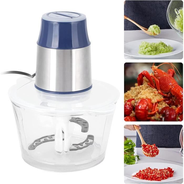 Hachoir Électrique 400 W ESoundvol - Bol Verre 2 L, 4 Lames Inox, Pour Légumes, Noix, Bébé